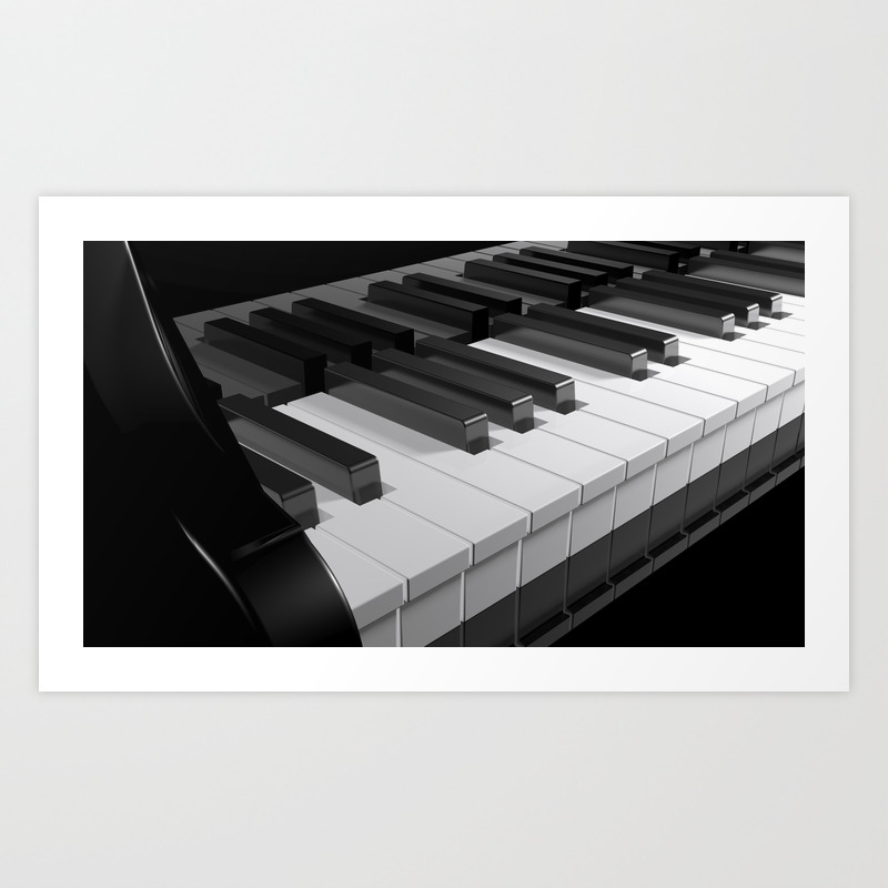 Keyboard Of A Black Piano 3d Rendering Art Print By Carlotoffolo