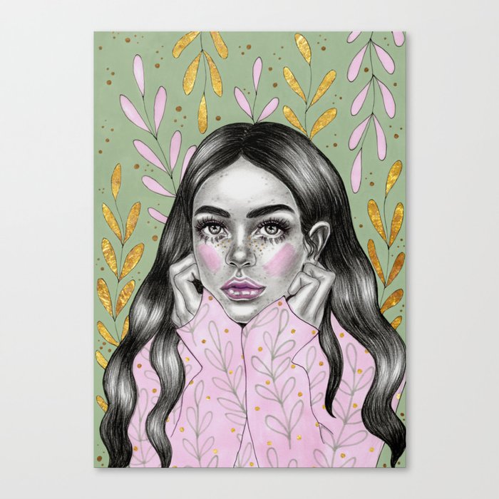 Little Girl In Green Forest Canvas Print By Caturdal Society6