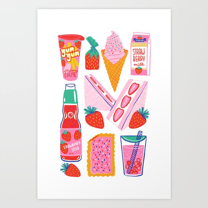 Strawberry Snacks Art Print