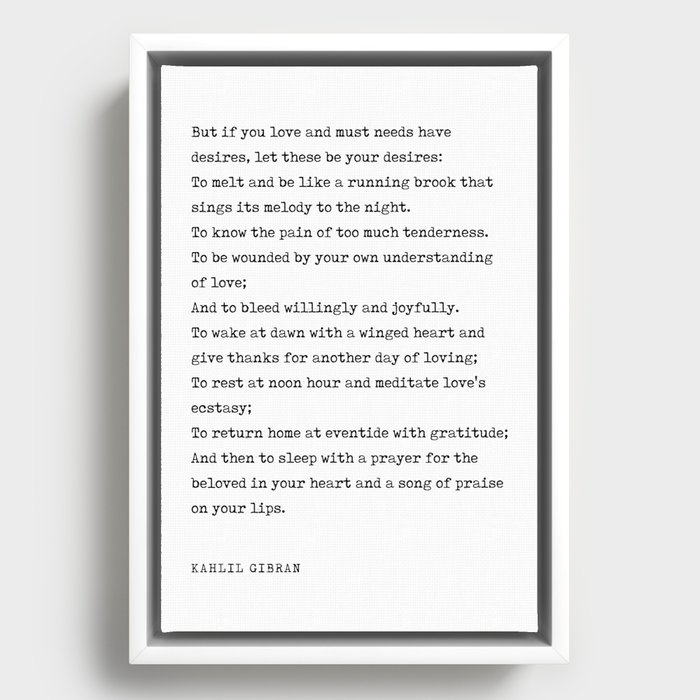On Love - Kahlil Gibran Poem - Literature - Typewriter Print Framed Canvas