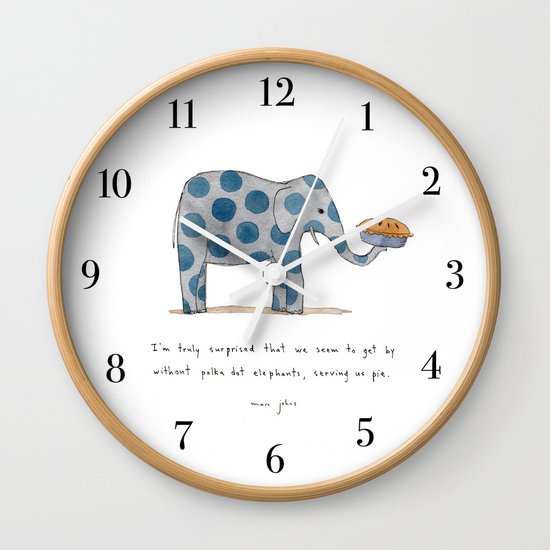 polka dot elephants serving us pie Wall Clock