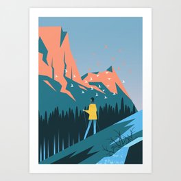 Sunset in mountains Art Print
