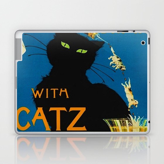 Mix Your Drinks with Catz (Cats) Bitters Aperitif Liquor Vintage Advertising Poster Laptop & iPad Skin