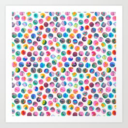 Colorful Ink Marbles Dots  Art Print