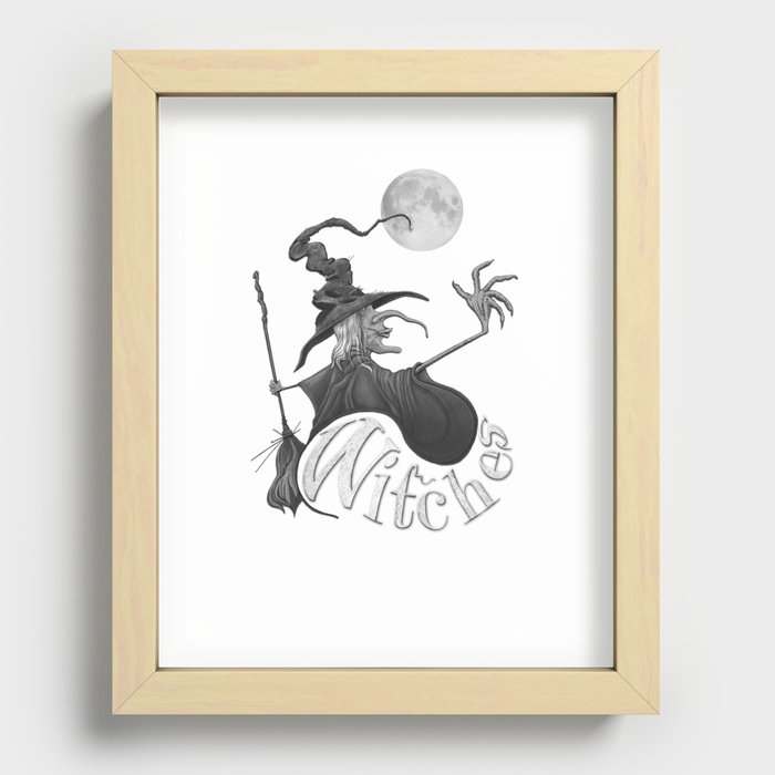 Black and White Witch Recessed Framed Print