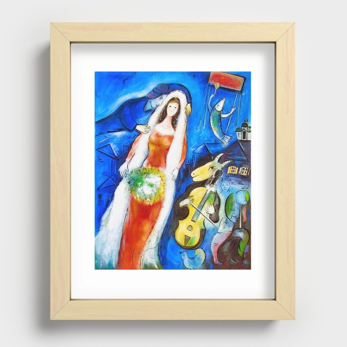 La Mariée, 1912 by Marc Chagall Public Domain Recessed Framed Print