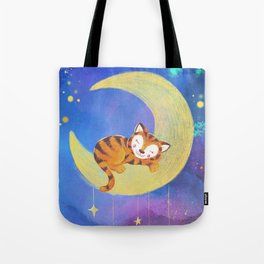 Little tiger sleeping on the moon Tote Bag