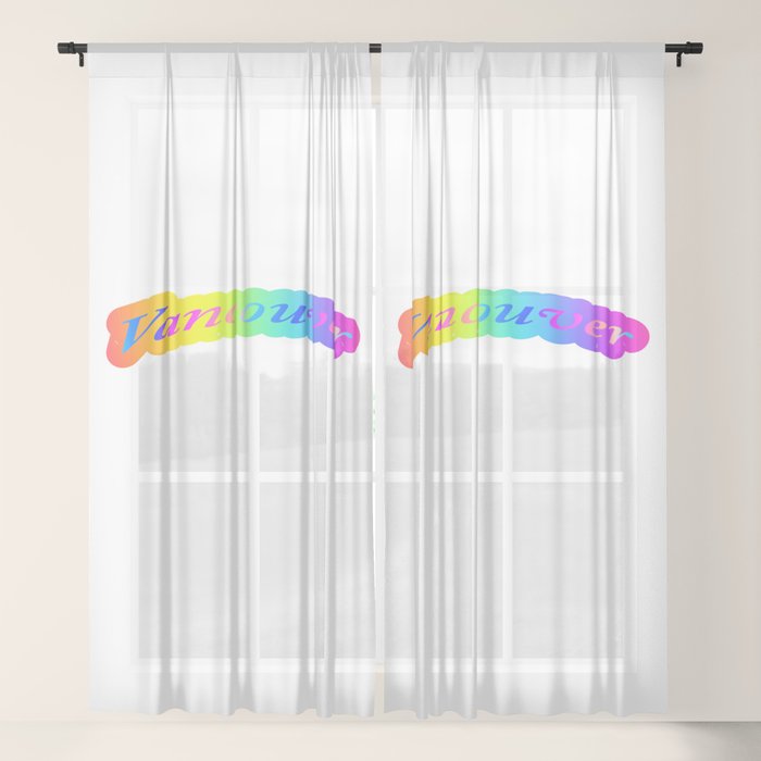 Vancouver Rainbow Text Sheer Curtain By Robspencerfotography