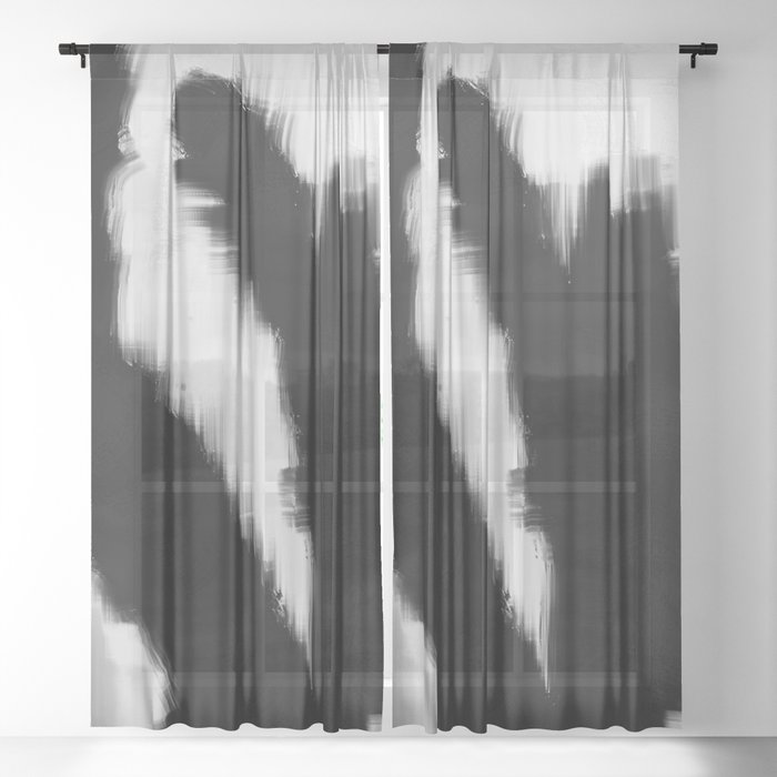 Modern Abstract Black and White No6 Sheer Curtain