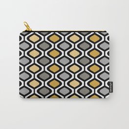 Mid Century Modern Rounded Diamond Pattern // Black, Gray, Gold, Butter Yellow // Version 1 Carry-All Pouch