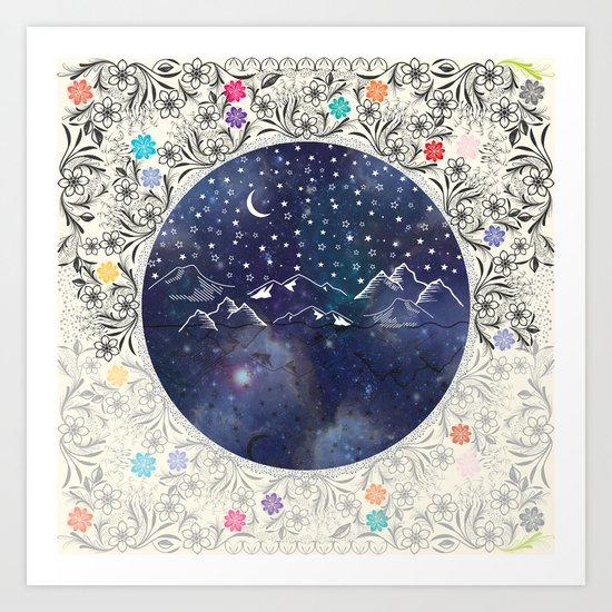 Beautiful starry night Art Print