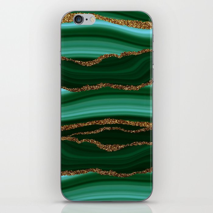 Dark Mystic Green Marble Mermaid Ocean Waves iPhone Skin