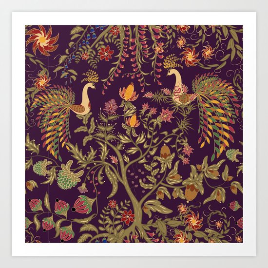 Birds of Paradise. Colorful illustration. Art Print