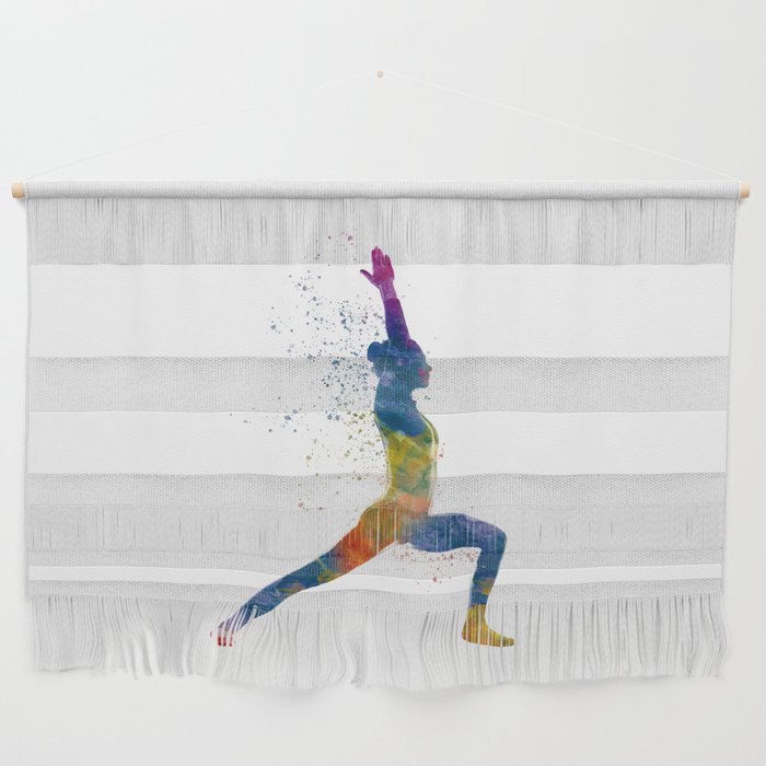 Woman practices yoga in watercolor Wall Hanging