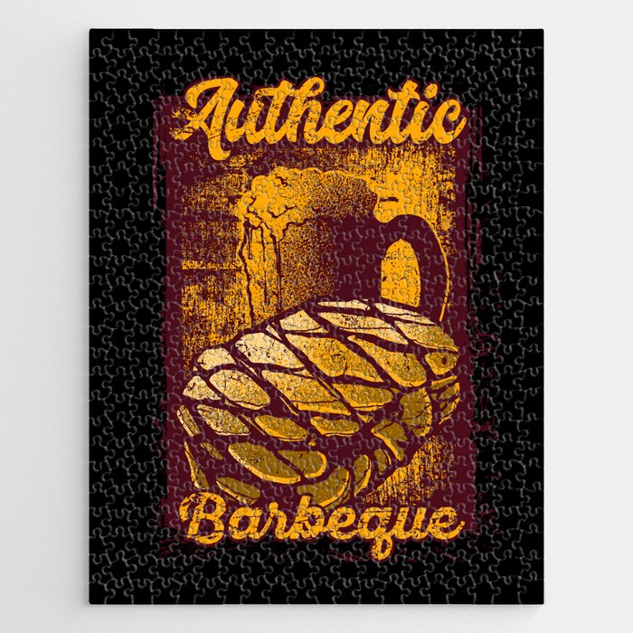 Authentic BBQ Grill Grunge Illustration Jigsaw Puzzle