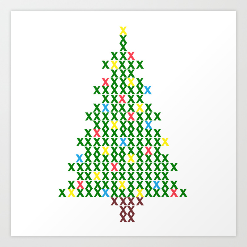 Cross Stitch Christmas Tree Art Print By Bettysue Society6