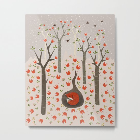 Sleeping Fox Metal Print