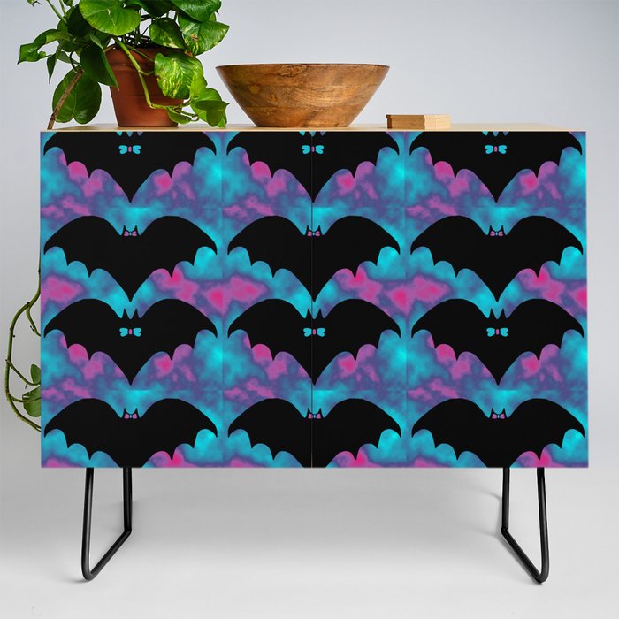 Bats And Bows Blue Pink Credenza