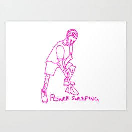 Pink Power Sweeping Art Print | Drawing, Pink, Hipster, Brightpink, Chores, Sweeping, Hotpink, Powersweeping, Funnydrawing, Digital 