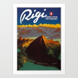 Rigi Travel Poster Art Print | Poster, Travel, Graphicdesign, Rigi, Vintage 