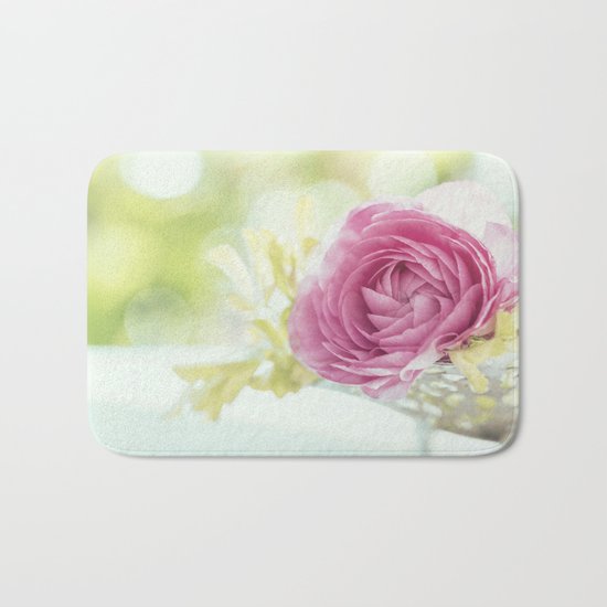 Princess like - Lightpink flower sparkling in silver bowl Still-life on #Society6 Bath Mat