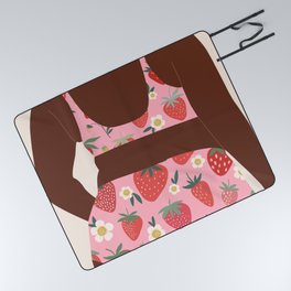 Strawberry Swimsuit Picnic Blanket