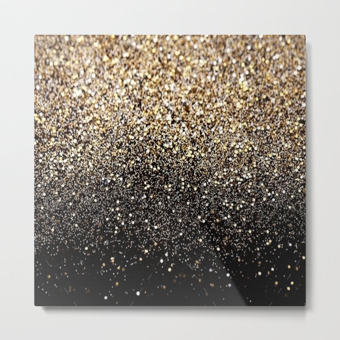 Black & Gold Sparkle - metallic square wall art