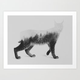 The Lynx (black & white version) Art Print