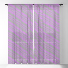 [ Thumbnail: Grey and Orchid Colored Pattern of Stripes Sheer Curtain ]