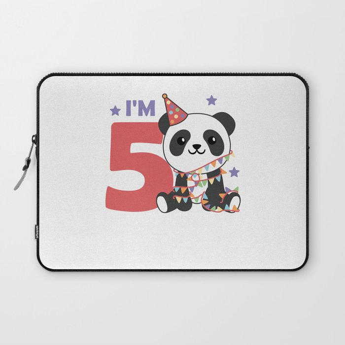 Fifth Birthday Panda For Kids 5 Years Laptop Sleeve