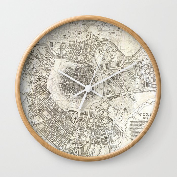 Plan of Vienna - 1844 Vintage pictorial map Wall Clock
