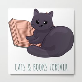 Easily Distracted by Cats and Books Metal Print
