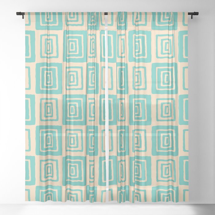 Mid Century Modern Geometric Checker 821 Seafoam And Yellow Sheer