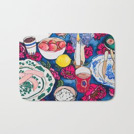 Friendsgiving Floral Tablescape Painting Bath Mat | Flowers, Holiday, Fall, Jeweltones, Tablescape, Floral, Curated, Thanksgiving, Hostess, Modernist 