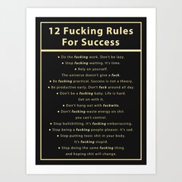 12 Rules For Success Art Print