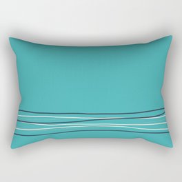 Alabaster, Pastel Gray and Navy Blue Solid Color Scribble Lines Stripes Bottom Minimal Design on Aqua Teal Turquoise  - Aquarium SW 6767 Rectangular Pillow