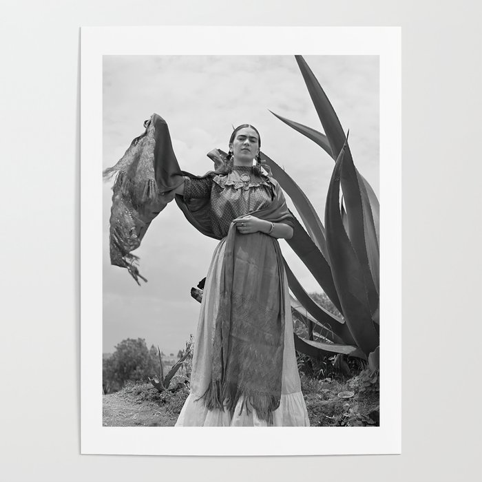 1937 Photo Frida Kahlo standing next to an agave plant Poster