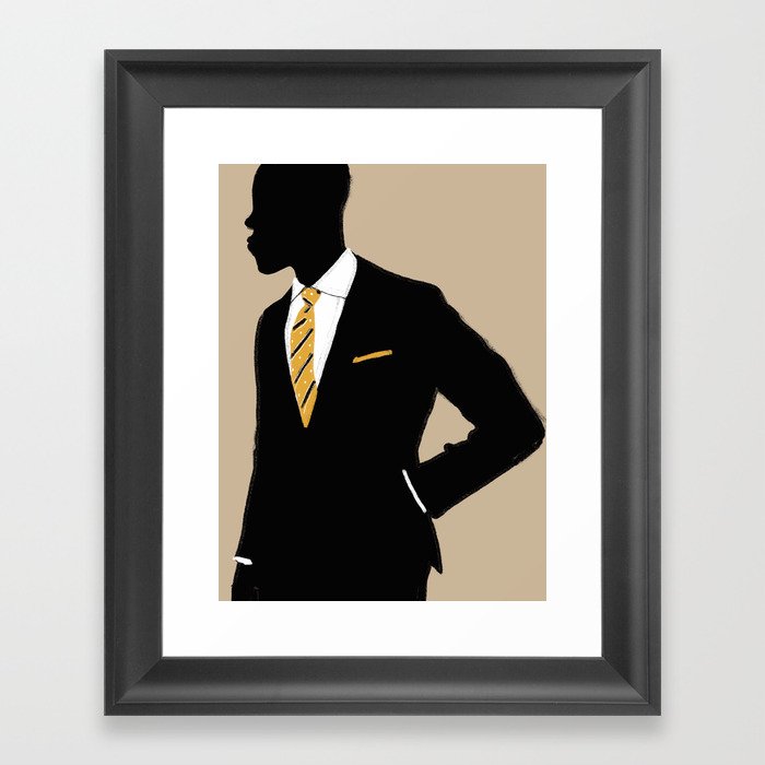 Man in suit wearing yellow tie - Masculine art Framed Art Print