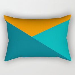 Jag - Minimalist Angled Geometric Color Block in Orange, Teal, and Turquoise Rectangular Pillow