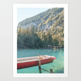 Blue Lake Bliss Photo | Mountain Landscape In Switzerland Art Print | Europe Nature Travel Photography Art Print