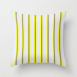 [ Thumbnail: Dim Grey, Yellow & Lavender Colored Striped Pattern Throw Pillow ]