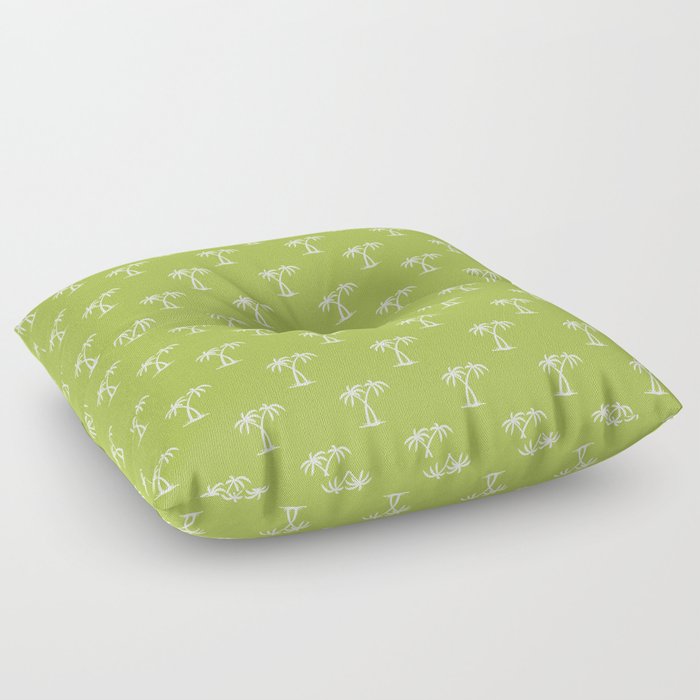 Light Green And White Palm Trees Pattern Floor Pillow