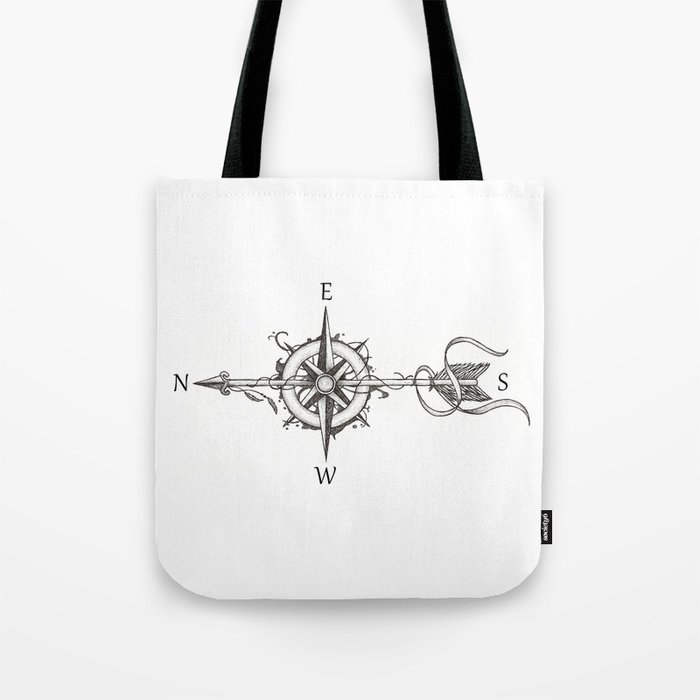 Compass with Arrow (Tattoo stule) Tote Bag