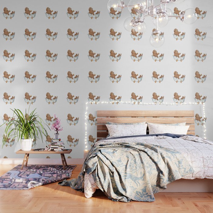 Golden doodle brown chocolate dog toilet Wallpaper