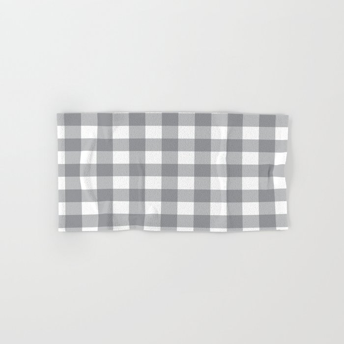 Gray and White Buffalo Plaid Pattern Hand & Bath Towel by