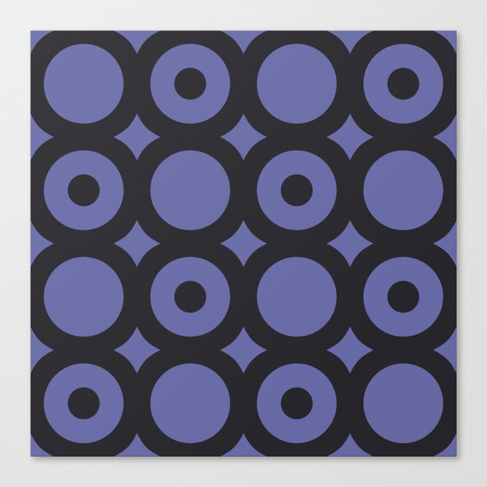 Dots and Circles - very peri, black Canvas Print