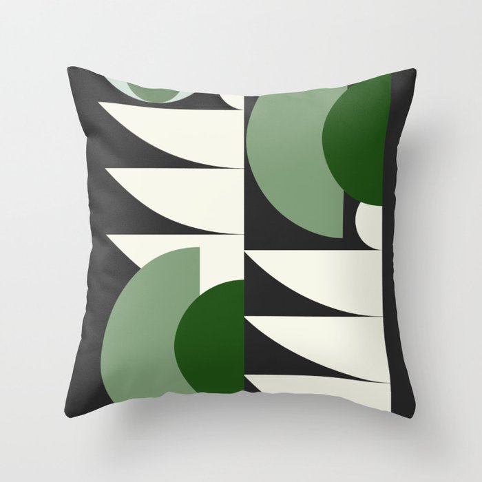 Forest fog mid century geometric Throw Pillow by Little Chewy Design