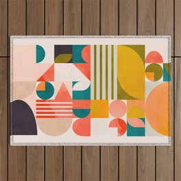 mid century geometry abstract shapes bauhaus 2 Outdoor Rug