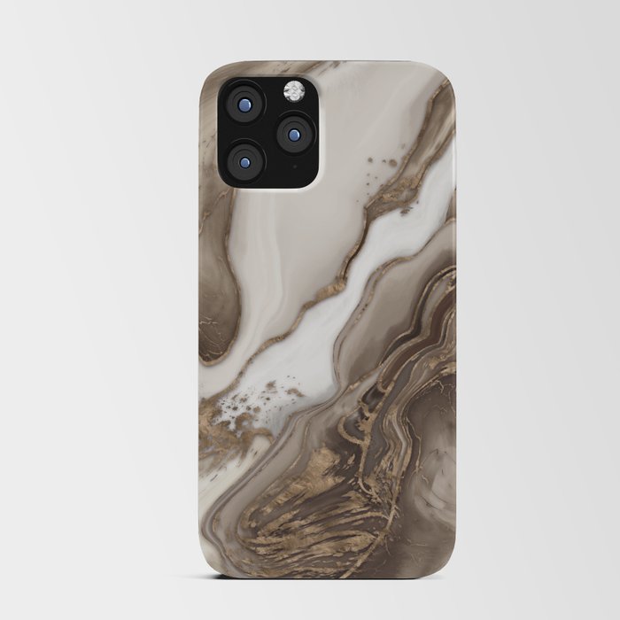 Taupe marble and gold abstract iPhone Card Case