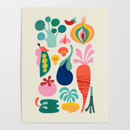 Mid century veggies Poster